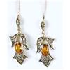 Image 1 : ANTIQUE EARRINGS CITRINE w ROSE CUT DIAMONDS #1304519