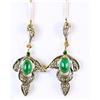 Image 1 : ANTIQUE EARRINGS EMERALD w ROSE CUT DIAMONDS #1304533