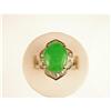 Image 1 : 18K Gold Ring  APPLE GREEN JADE w DIAMONDS #1304591