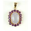 Image 1 : 14K GOLD PENDANT LAVENDAR JADE w AMETHYSTS #1304622