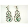 Image 1 : ANTIQUE STERLING EARRINGS w 5 EMERALDS EACH! #1304646