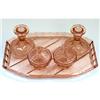 Image 1 : Pink Depression Glass Art Deco Vanity Set #1322114