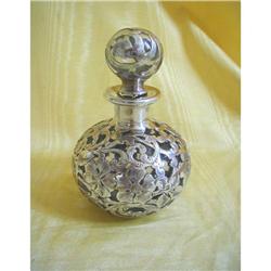 CR. 1900~STERLING OVERLAY LARGE PERFUME BOTTLE #1322227