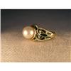 Image 1 : Estate Designer 14K YG Gold Enamel Pearl Ring #1322311