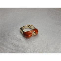 Estate 14K YG Enamel Designer Gold Cigar Ring  #1322323