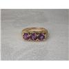 Image 1 : Estate 14K YG Tri-Stone Filigree Amethyst Ring #1322324