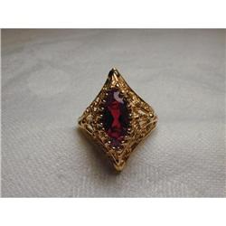 Estate 14K Gold Filigree Handmade Marquise Ring#1322325