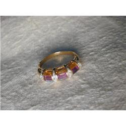 Estate 14K Amethyst Topaz Citrine Diamond Ring #1322329