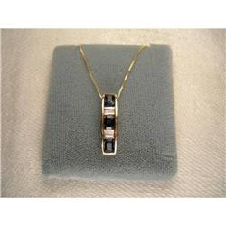 Estate 14K YG Gold Sapphire Diamond Pendant #1322349