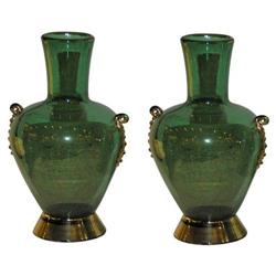 Pair Murano vases (glass Italian art) #1336687