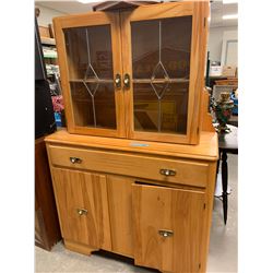 Leaded glass maple china cabinet