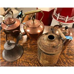 Copper Kettles, Old Jug and Brass bell