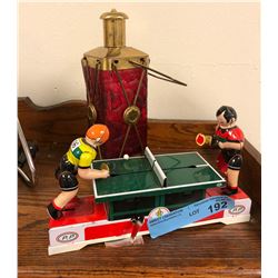 Retro Tin Toy Ping pong set and glass lamp