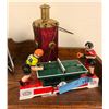 Image 1 : Retro Tin Toy Ping pong set and glass lamp