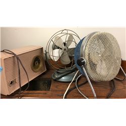 2 retro Fans and 1 RCA Victor Clock Radio