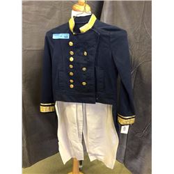 Dark blue with gold collar and buttons band costumes