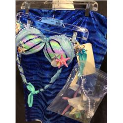 Blue mermaid costume with fish tail skirt