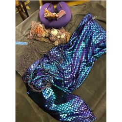 Mermaid costume (purple) with seashell crown and a bra with net