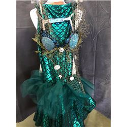 green mermaid costumes with sea shell and fishing net bra