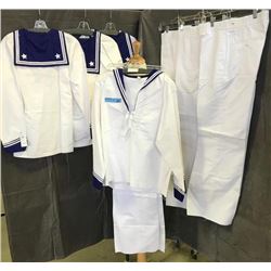 multiple blue and white sailor costumes