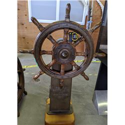 Authentic Metal and Wooden Ship Steering Wheel