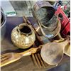 Image 1 : Copper Jug with Large Wooden Cutlery