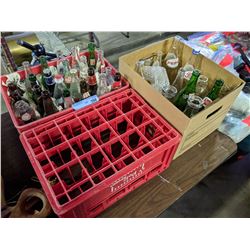 2 pop shop containers with pepsi, 7up fanta, Dr. pepper bottle Vintage