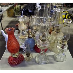 lot of vintage oil lamps