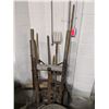 Image 4 : vintage 2 step ladder, dolly, gardening tools, pitch fork and multiple buckets