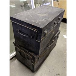 2 black metal chest