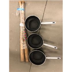 2 Rubber baseball bats and 3 rubber pots with Lagostina Branded handles - Movie Prop