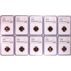 1956-1964 Proof Lincoln Cent (10) Coin Set NGC PF68RD Including Small & Large Date