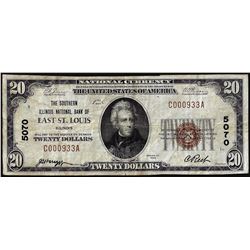 1929 $20 Southern Illinois NB of East. St. Louis, IL CH# 5070 National Currency Note