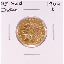 1909-D $5 Indian Head Half Eagle Gold Coin