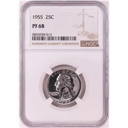 1955 Proof Washington Quarter Coin NGC PF68