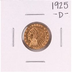 1925-D $2 1/2 Indian Head Quarter Eagle Gold Coin