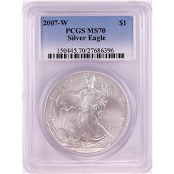 2007-W $1 American Silver Eagle Coin PCGS MS70