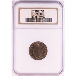 1910 Liberty V Nickel Coin NGC MS65