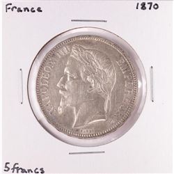 1870 France 5 Francs Napoleon Silver Coin