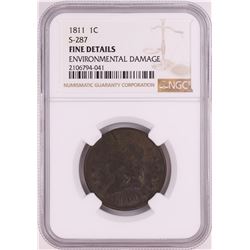 1811 S-287 Classic Head Large Cent Coin NGC Fine Details
