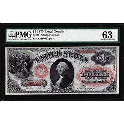 1875 $1 Legal Tender Note Fr.26 PMG Choice Uncirculated 63
