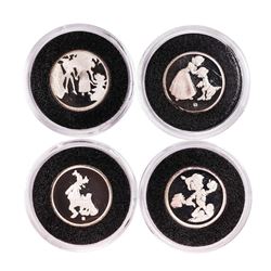 Lot of (4) Rarities Mint Assorted Disney 1/10 oz. .999 Fine Silver Rounds