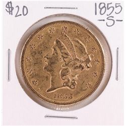 1855-S Type 1 $20 Liberty Head Double Eagle Gold Coin