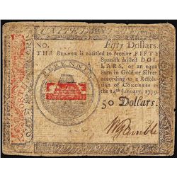 January 14, 1779 $50 Continental Currency Note