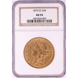 1875-CC $20 Liberty Head Double Eagle Gold Coin NGC AU55