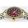 Image 9 : Rolex Men's Two Tone Red Vignette Diamond String & Ruby Datejust Wristwatch