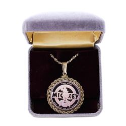 1987 Disney Rope Frame Pendant & Chain Steamboat Willie 1/4 oz .999 Fine Silver Medal