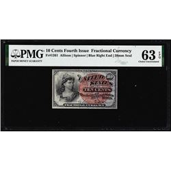 1863 Ten Cents Fourth Issue Fractional Note Fr.1261 PMG Choice Uncirculated 63EPQ