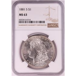 1881-S $1 Morgan Silver Dollar Coin NGC MS63