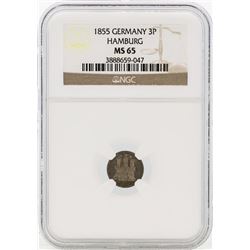 1855 Germany Dreilling Coin NGC MS65